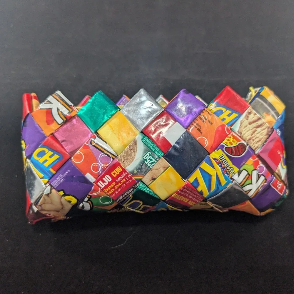 Y2k Woven‎ Candy Wrapper Wristlet Clutch Recycled Snack Bag Handbag Multicolor